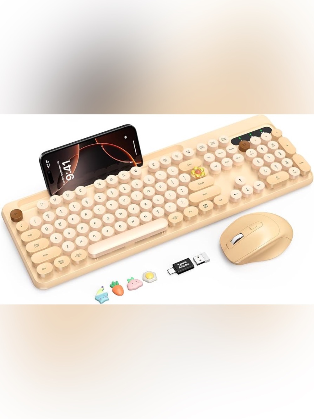 Retro Wireless Keyboard & Mouse Combo